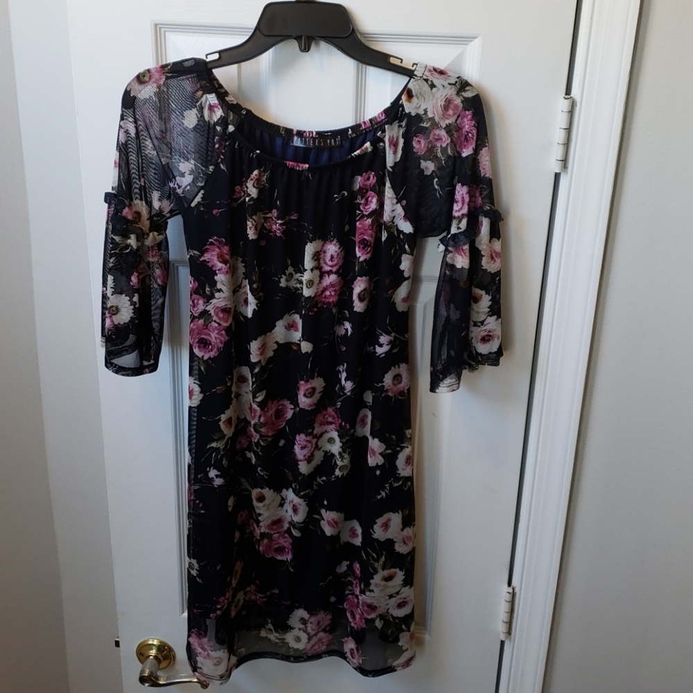 Navy floral sheath dress